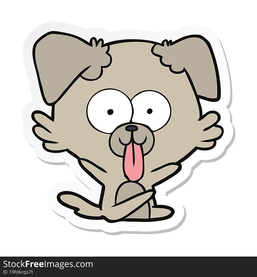 Sticker Of A Cartoon Dog With Tongue Sticking Out