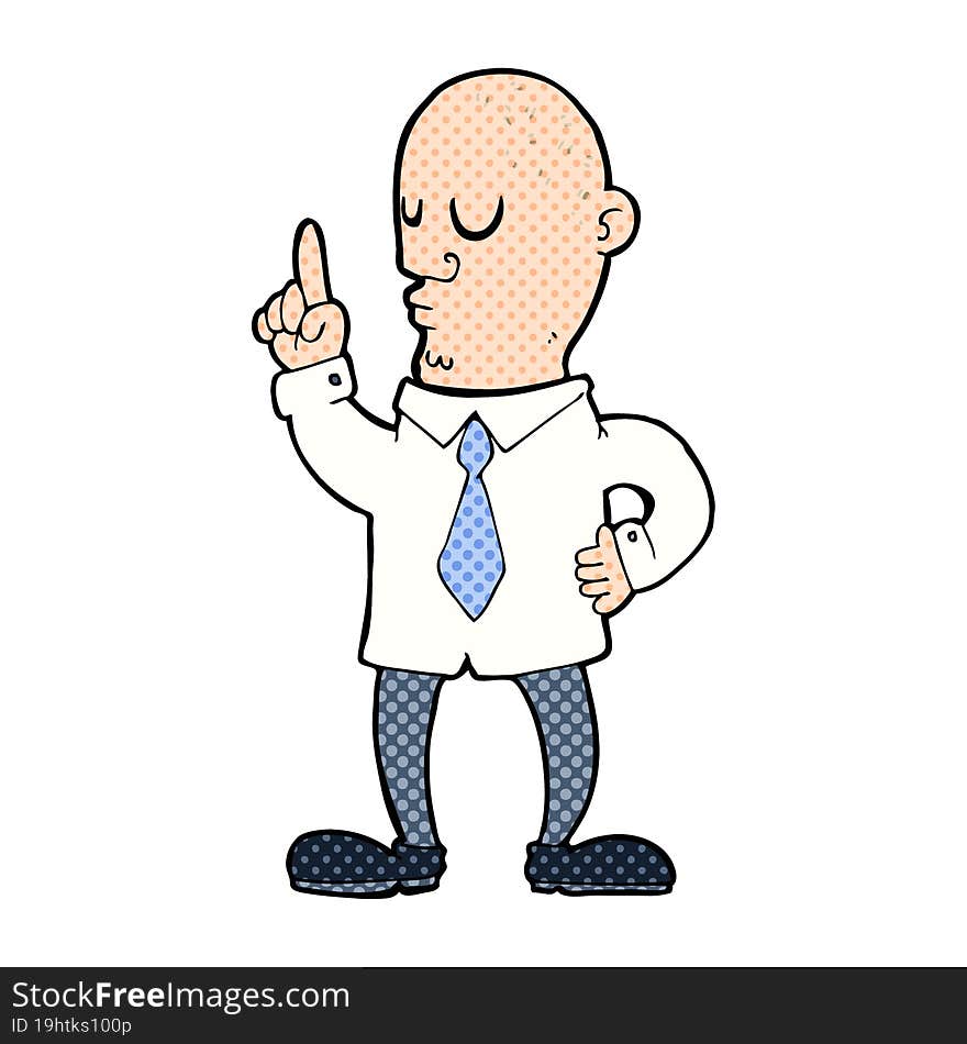 Cartoon Bald Man With Idea