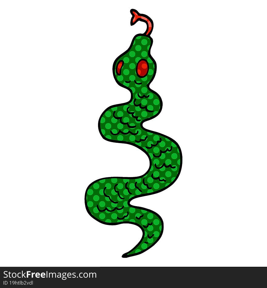 cartoon doodle green snake