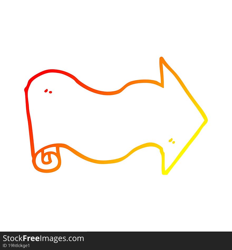 warm gradient line drawing cartoon arrow