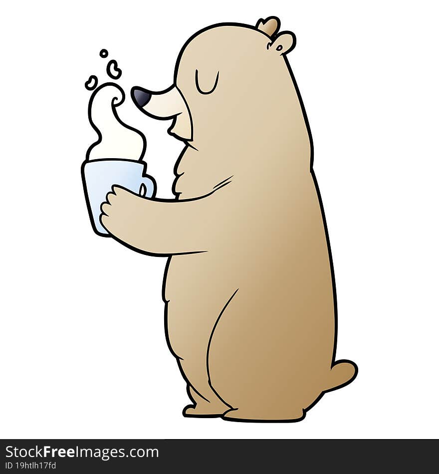 cartoon bear with hot drink. cartoon bear with hot drink