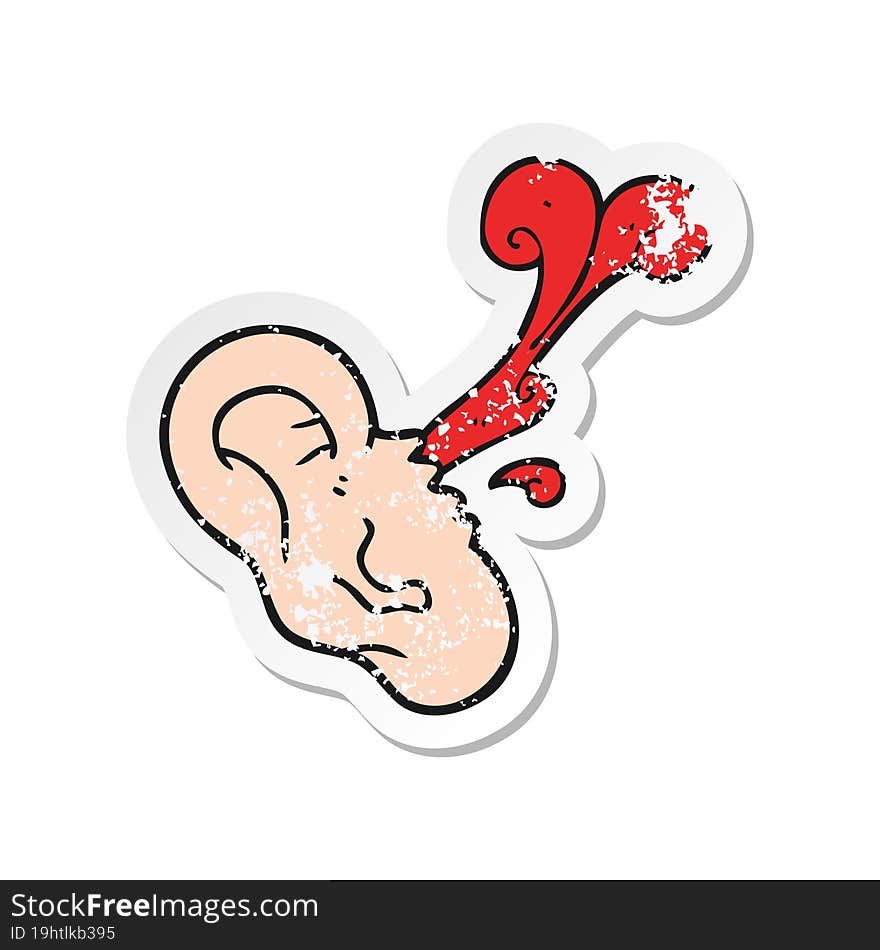 retro distressed sticker of a cartoon severed ear