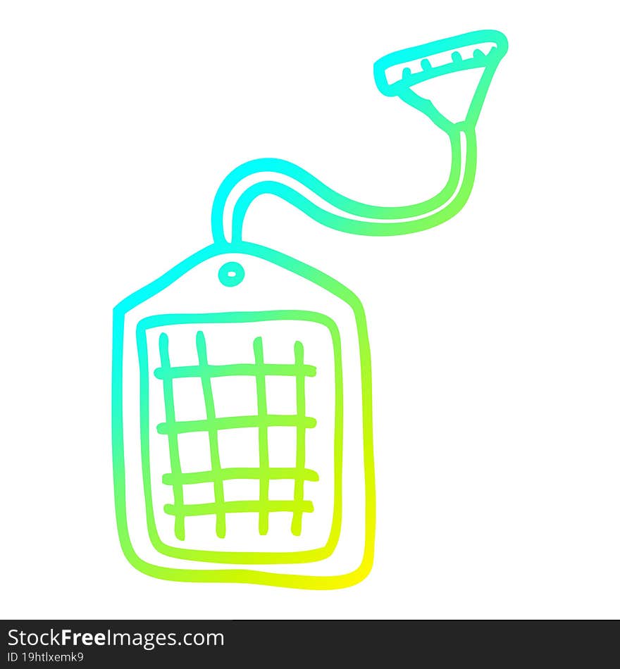 cold gradient line drawing of a cartoon drawstring tea bag