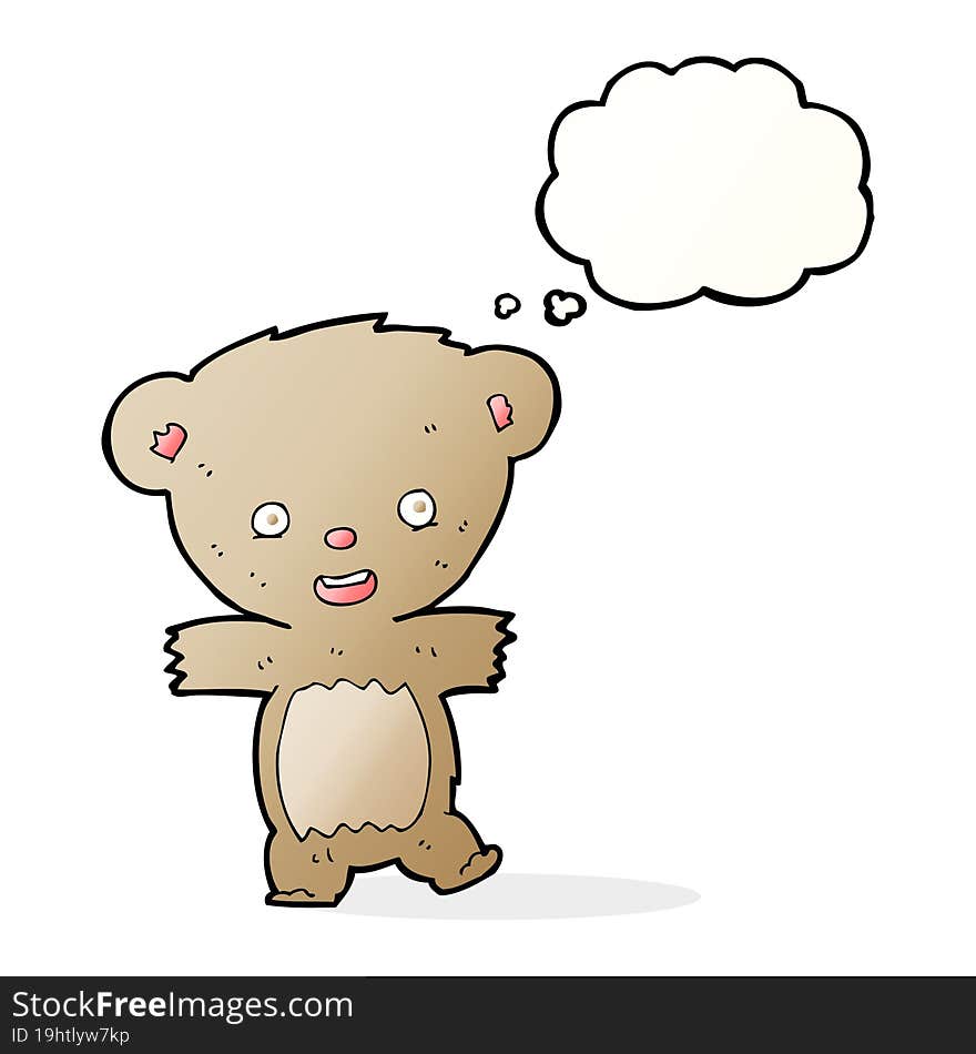 cartoon teddy bear with thought bubble