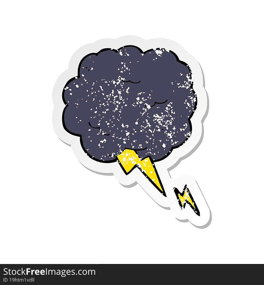 retro distressed sticker of a cartoon thundercloud symbol