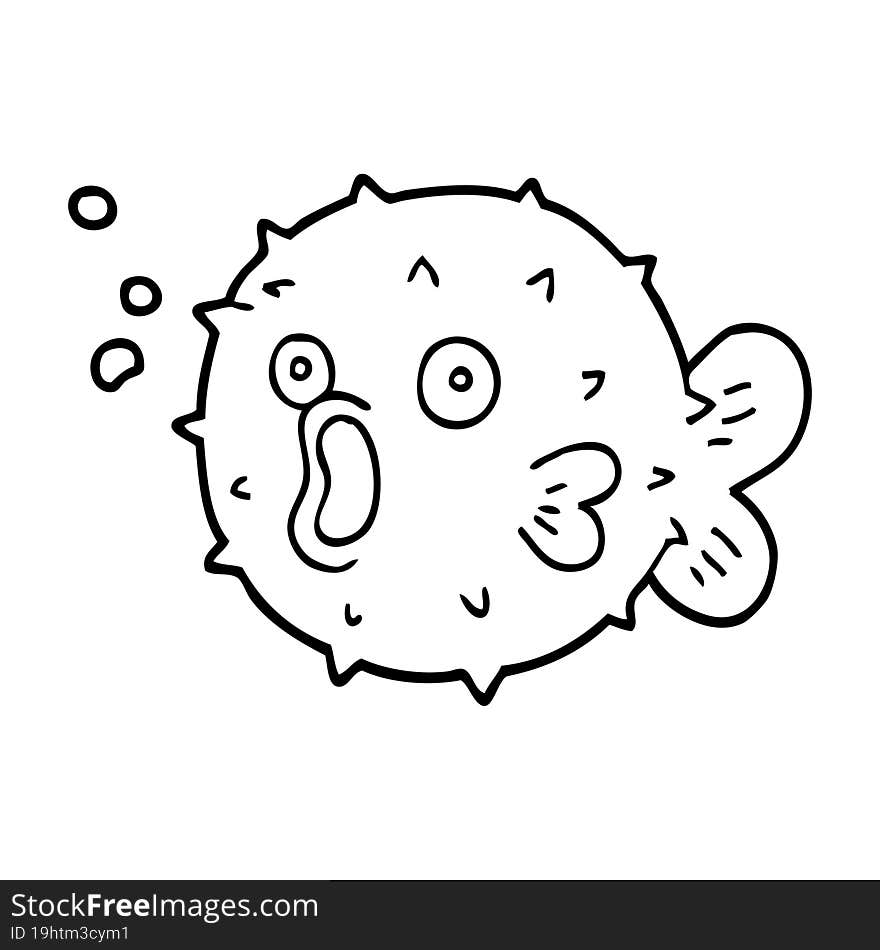 Line Drawing Cartoon Blow Fish