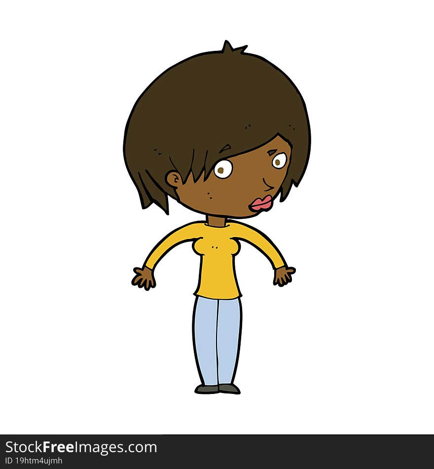 cartoon woman shrugging