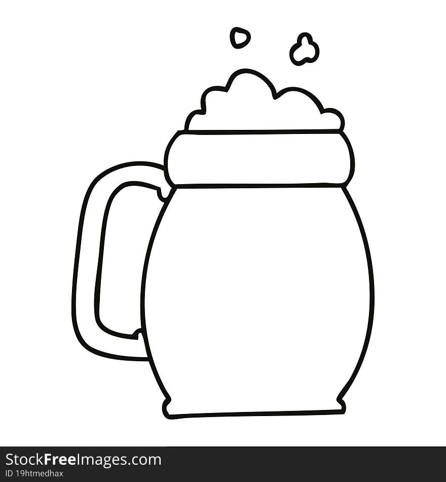 quirky line drawing cartoon pint of beer