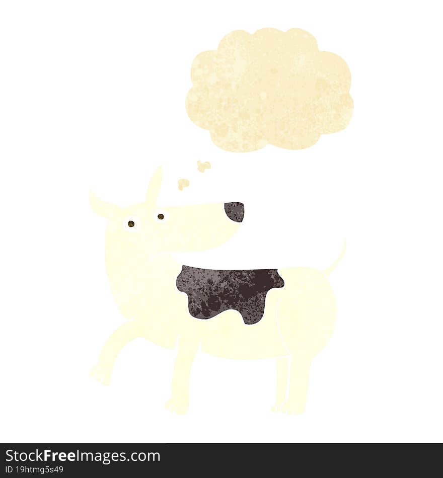 funny cartoon dog with thought bubble