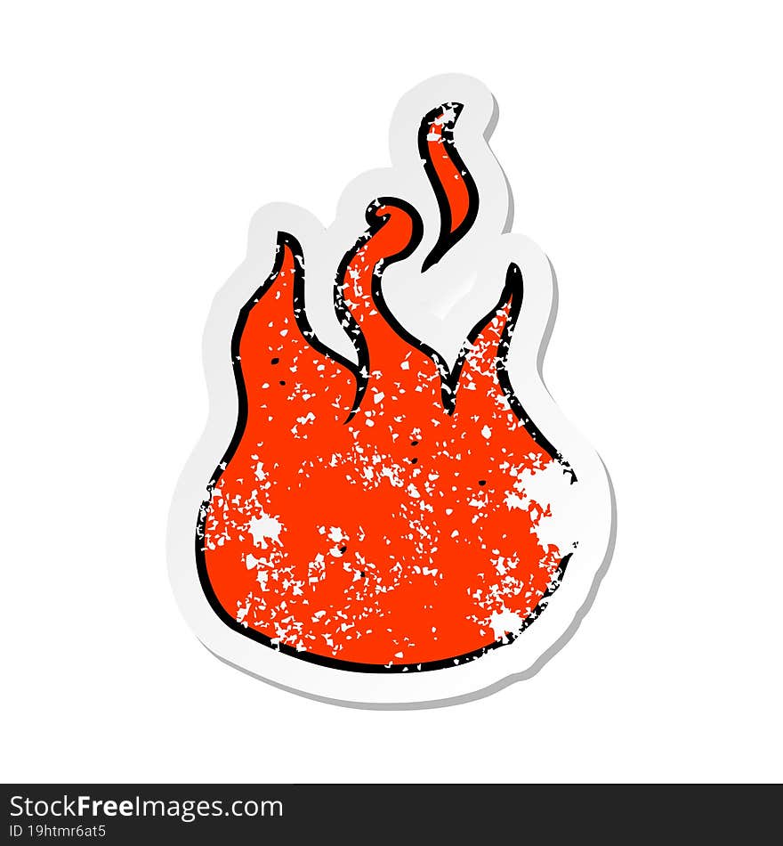 retro distressed sticker of a cartoon flame symbol