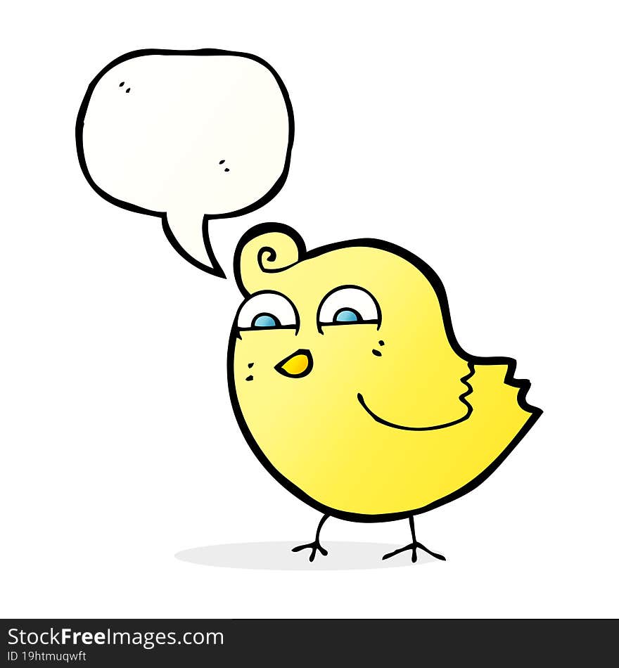 cartoon funny bird with speech bubble