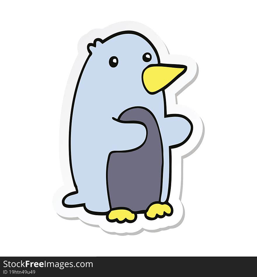 sticker of a cartoon penguin