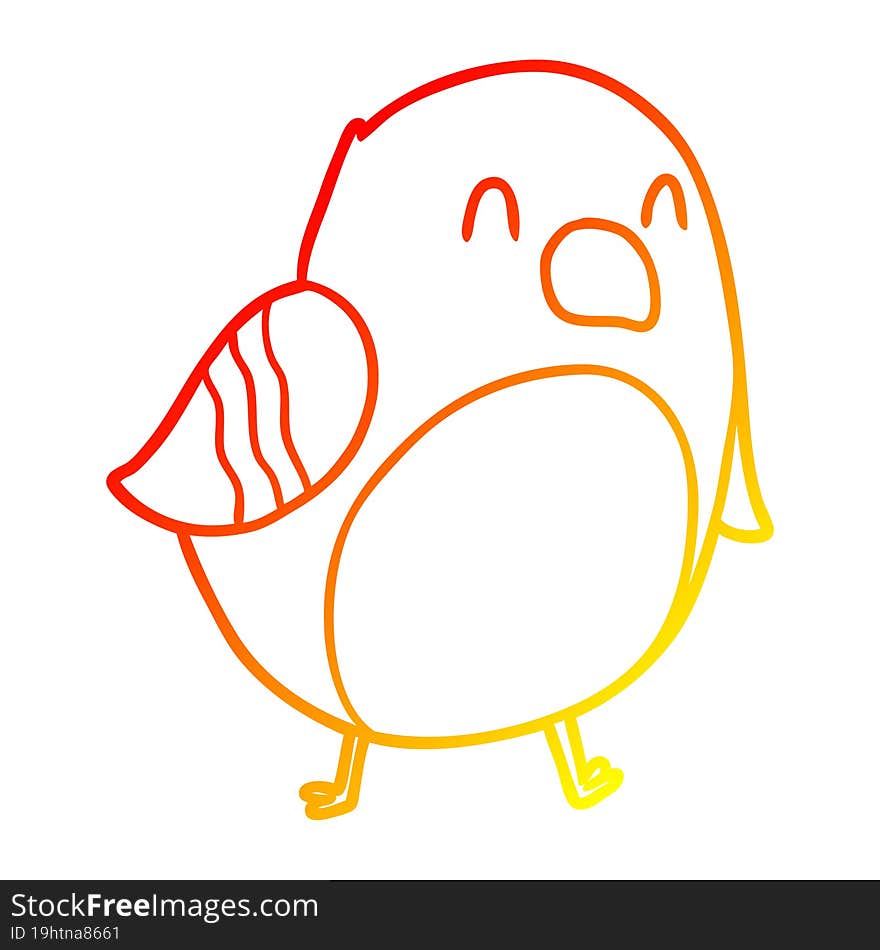 Warm Gradient Line Drawing Cartoon Bird