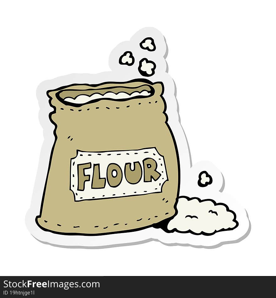 sticker of a cartoon bag of flour