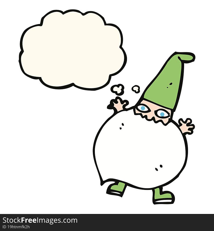 cartoon tiny santa with thought bubble