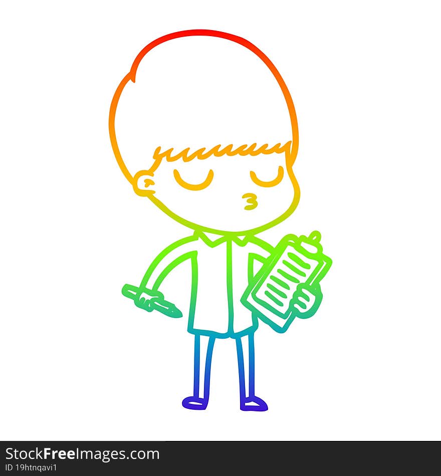 rainbow gradient line drawing cartoon calm boy