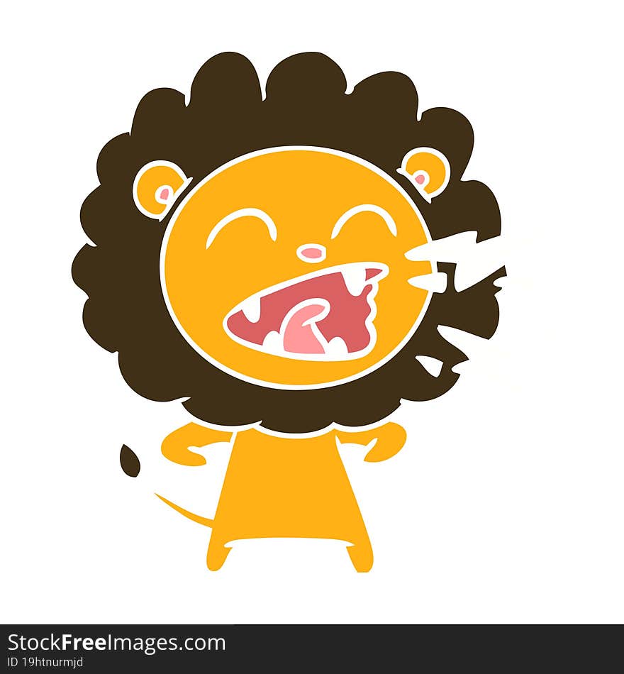 flat color style cartoon roaring lion