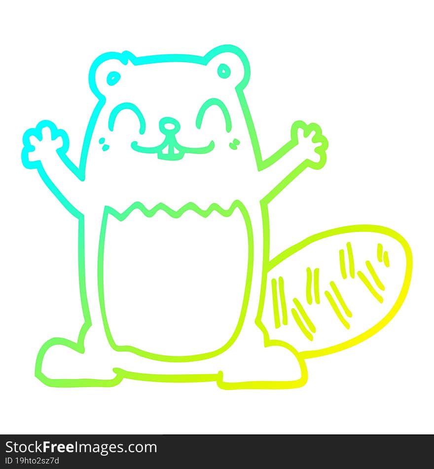 Cold Gradient Line Drawing Cartoon Beaver