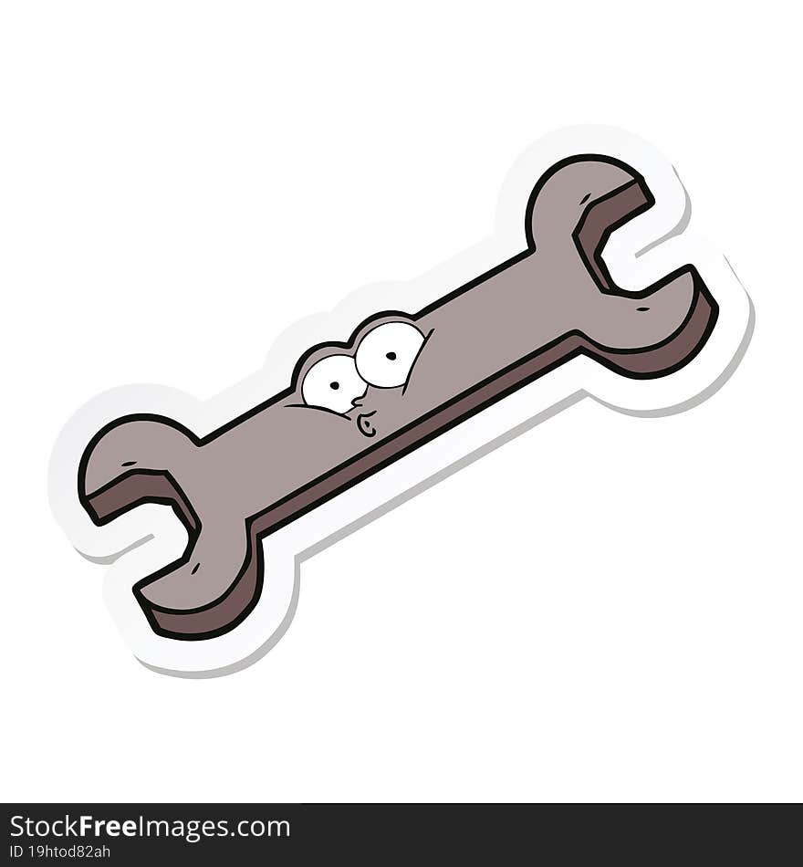 sticker of a cartoon spanner