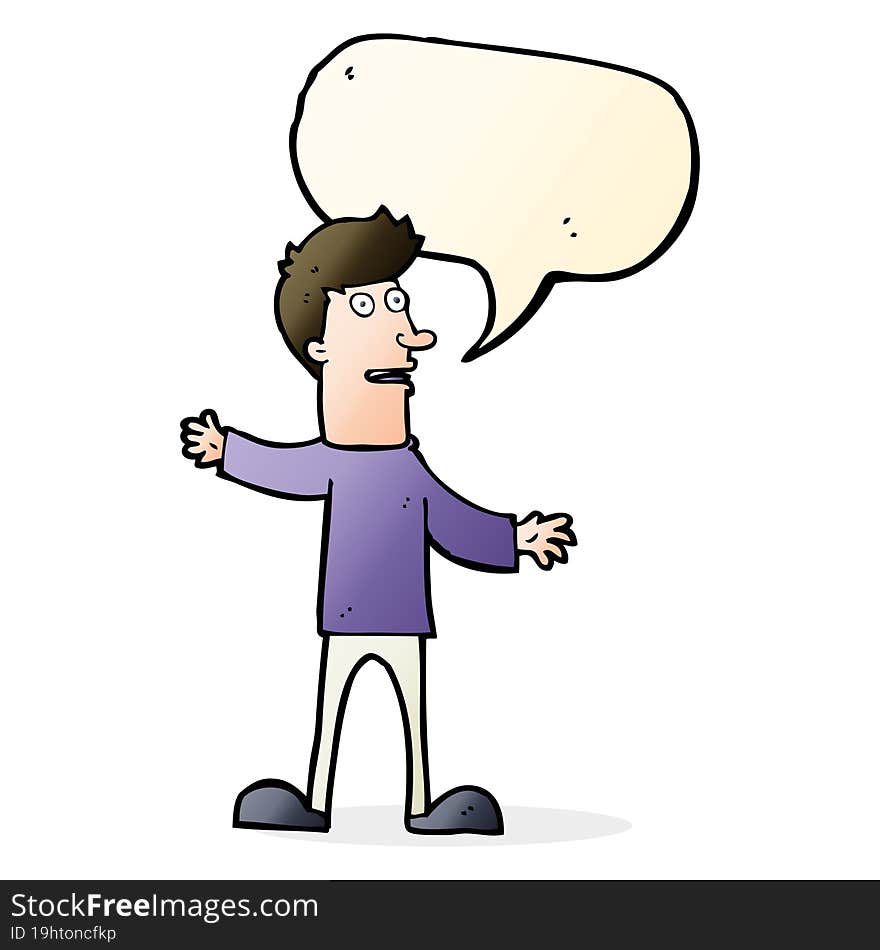 cartoon surprised man with speech bubble