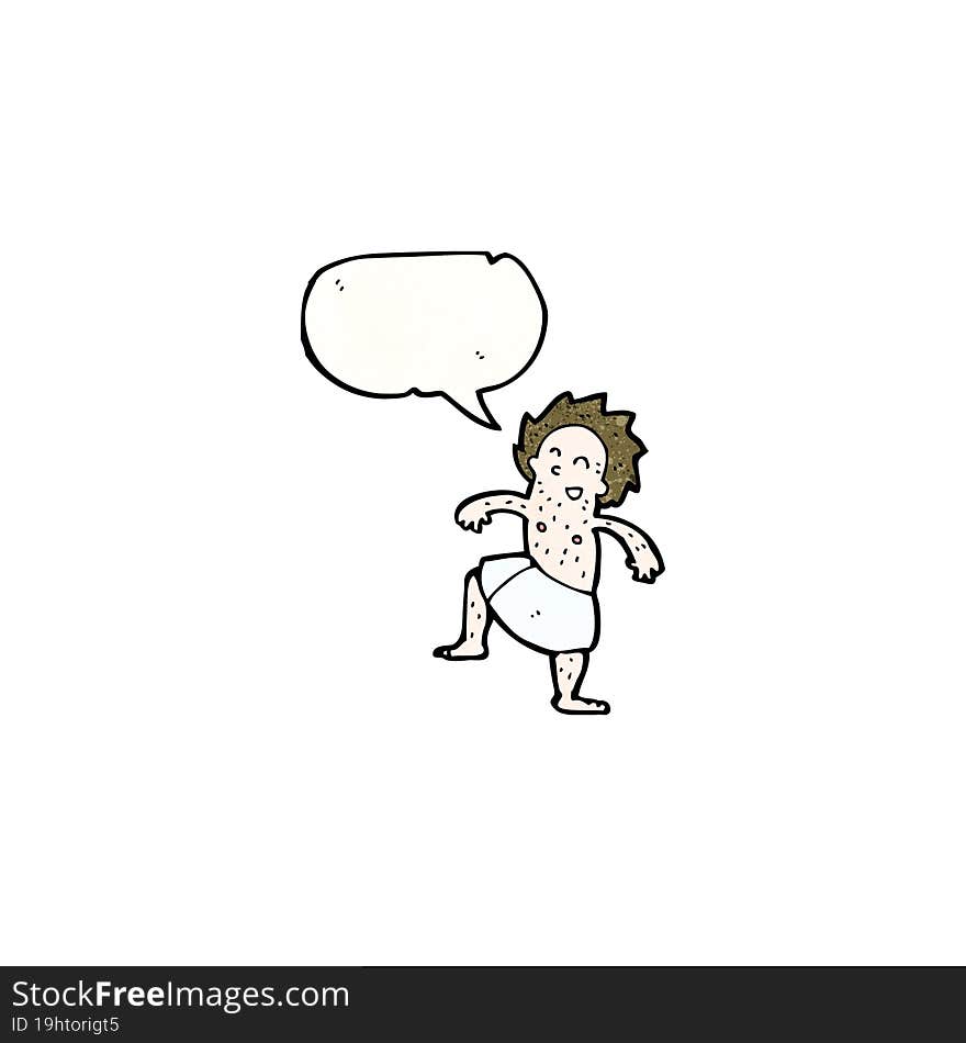 Cartoon Man In Towel With Speech Bubble