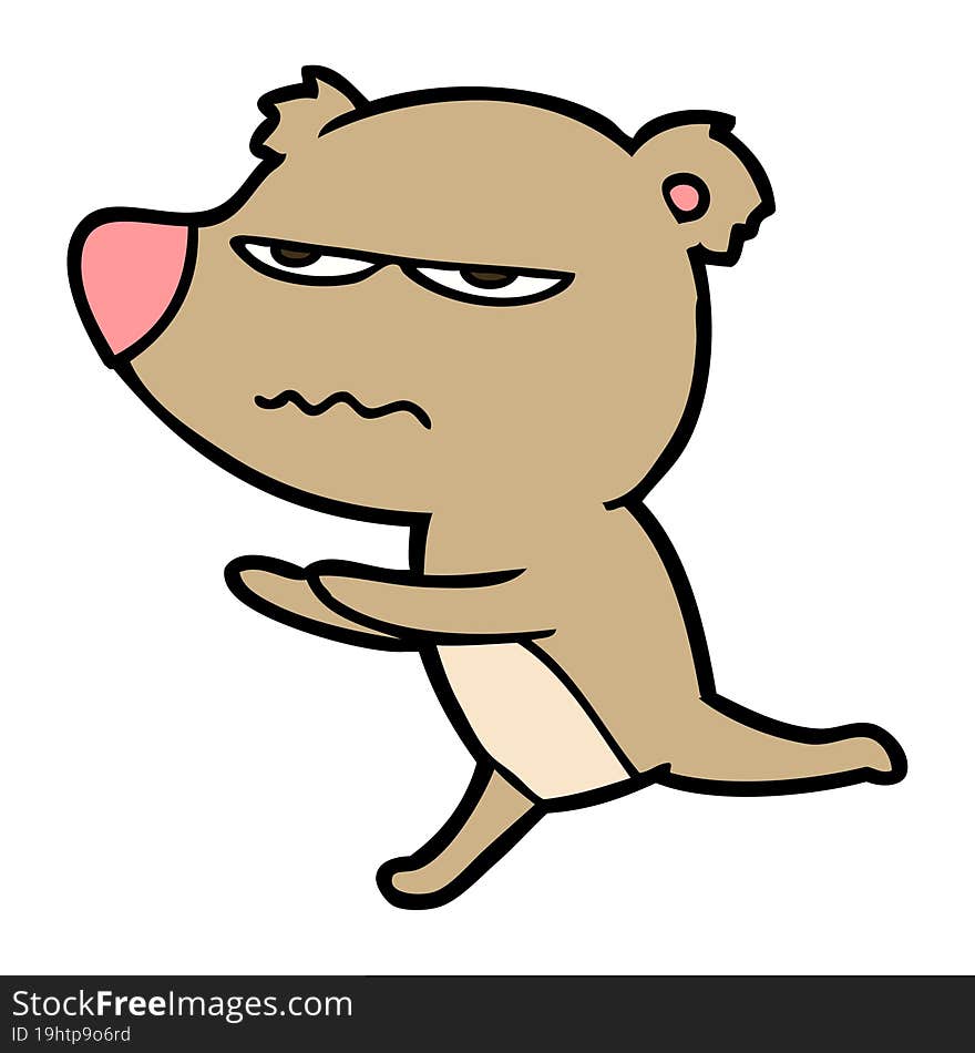 angry bear cartoon running. angry bear cartoon running