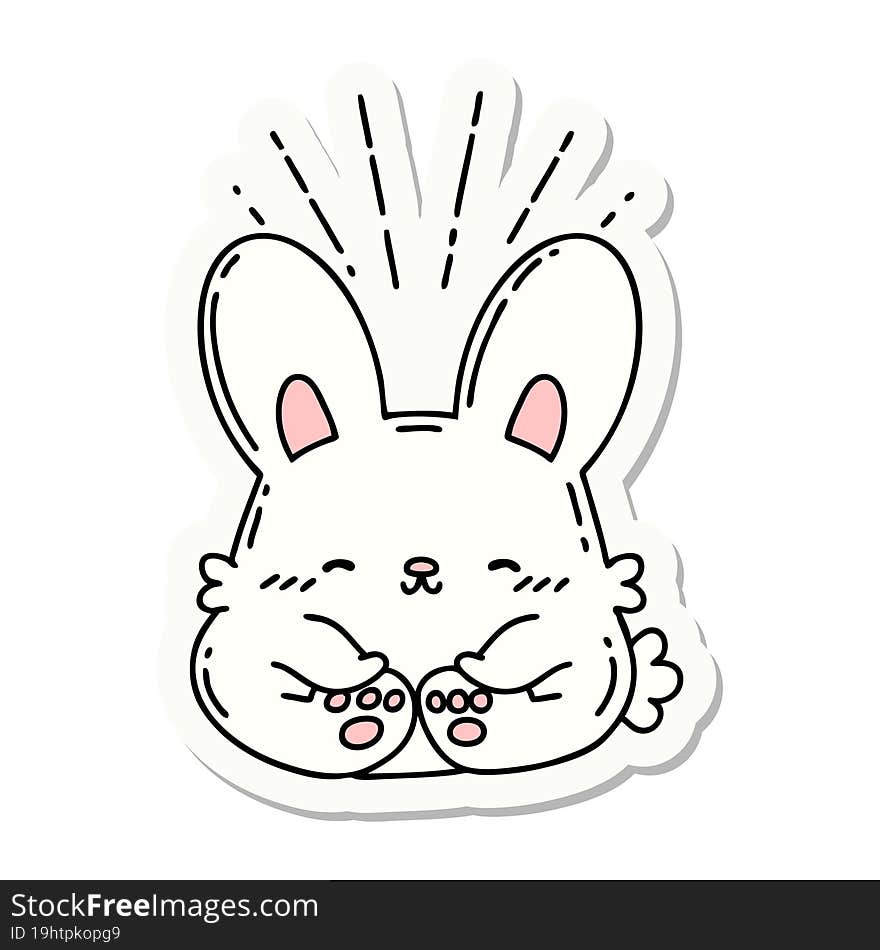 sticker of tattoo style happy rabbit