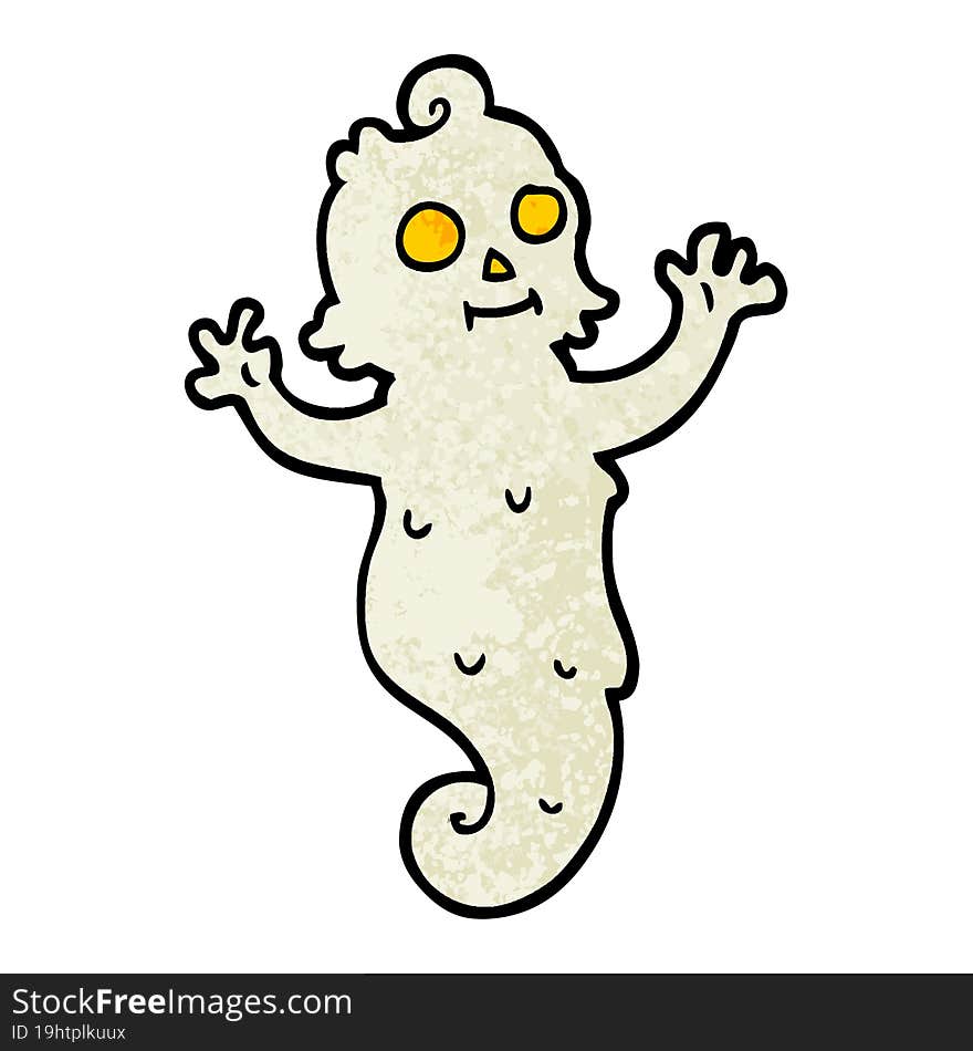 grunge textured illustration cartoon spooky ghost