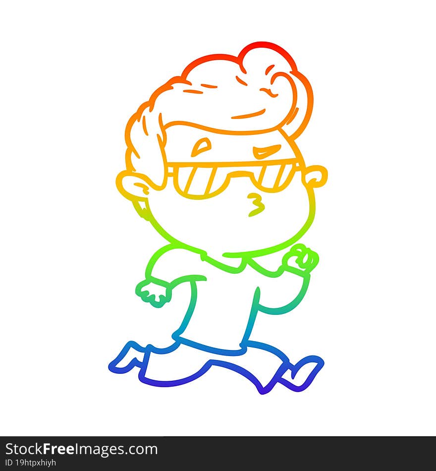 rainbow gradient line drawing cartoon cool guy