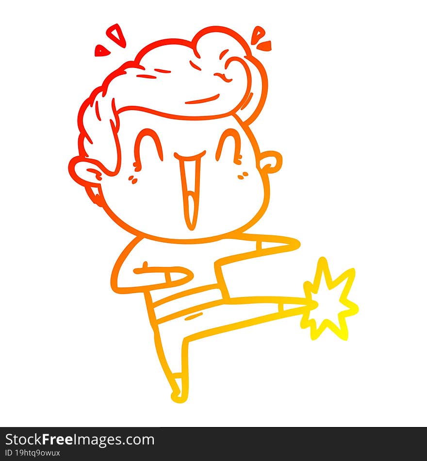 warm gradient line drawing of a cartoon excited man