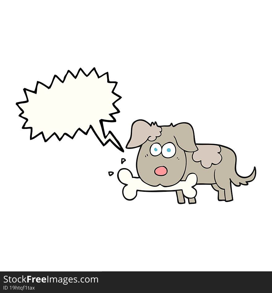 speech bubble cartoon dog with bone