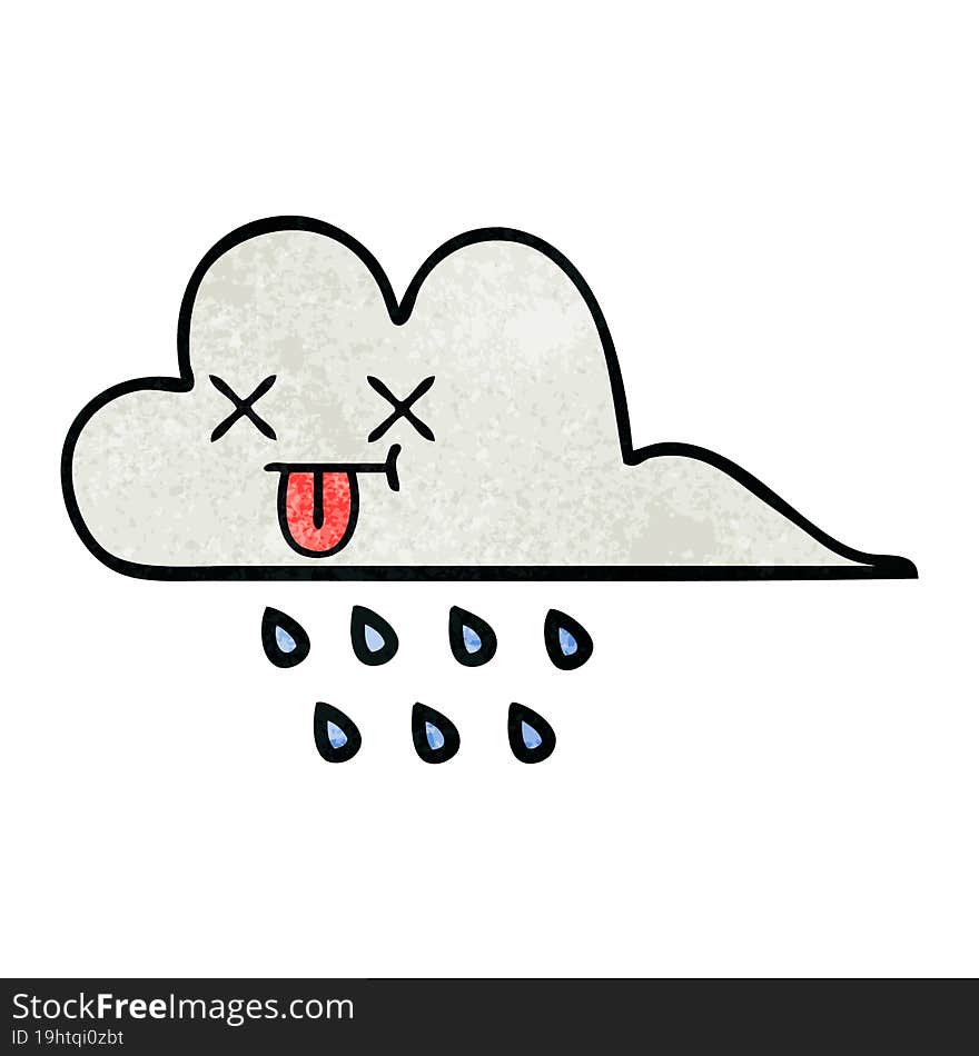 retro grunge texture cartoon rain cloud