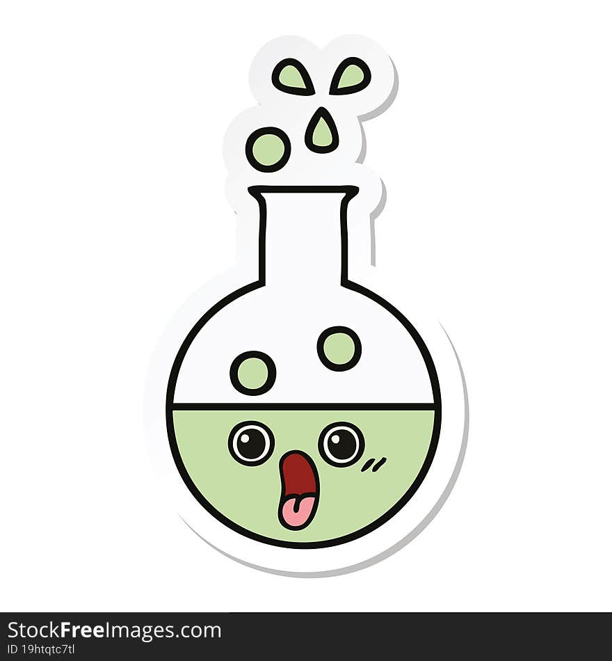 sticker of a cute cartoon test tube