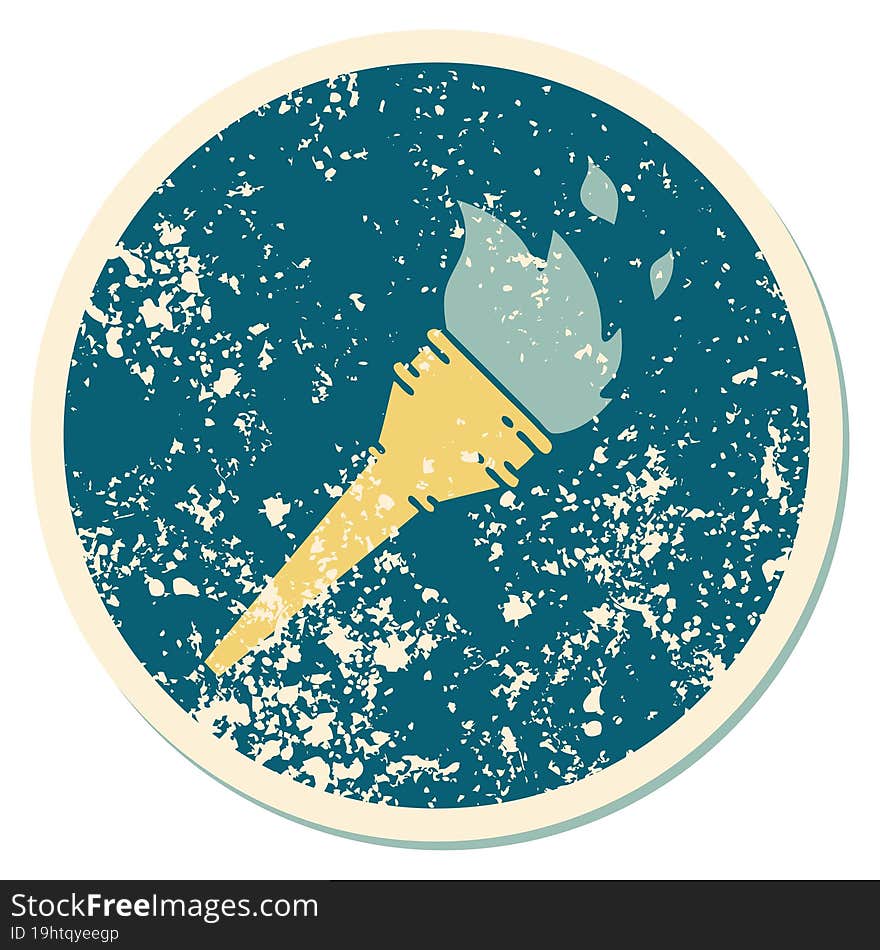 Distressed Sticker Tattoo Style Icon Of A Lit Torch