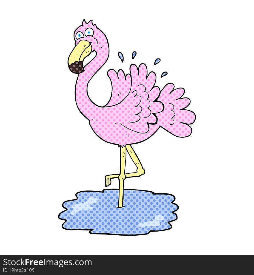 freehand drawn cartoon flamingo