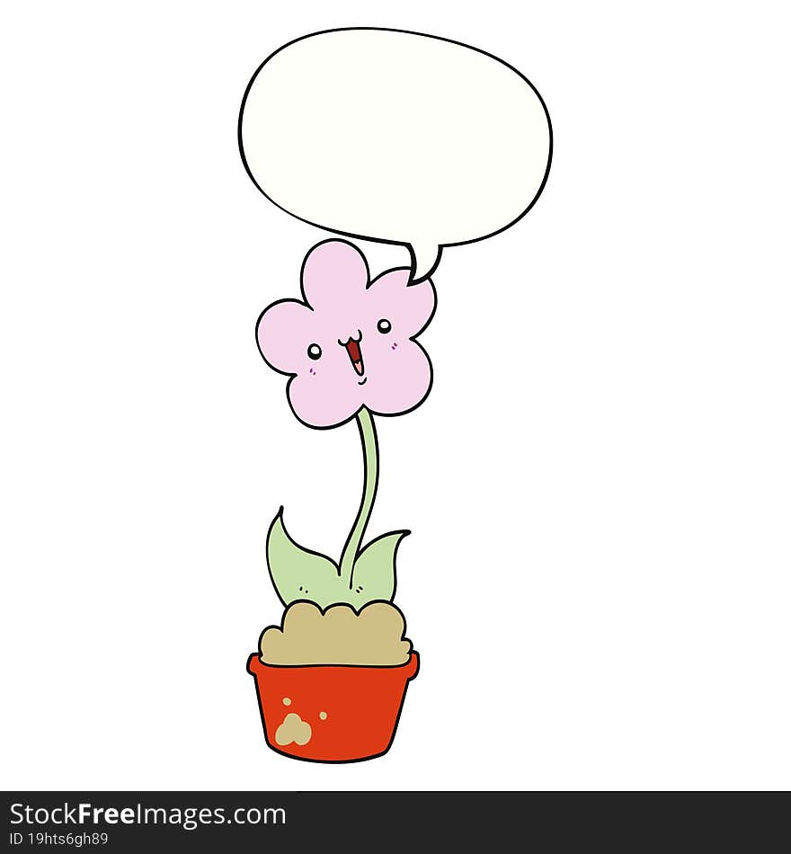 cute cartoon flower with speech bubble. cute cartoon flower with speech bubble