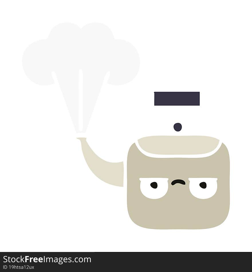 Flat Color Retro Cartoon Steaming Kettle