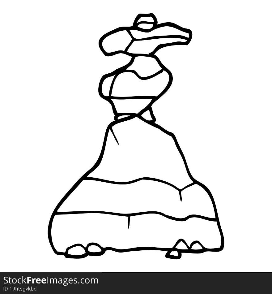 Line Drawing Cartoon Of Stacked Stones