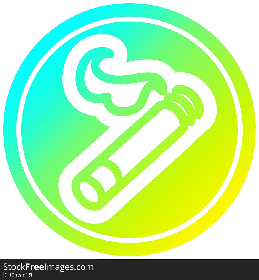 Lit Cigarette Circular In Cold Gradient Spectrum