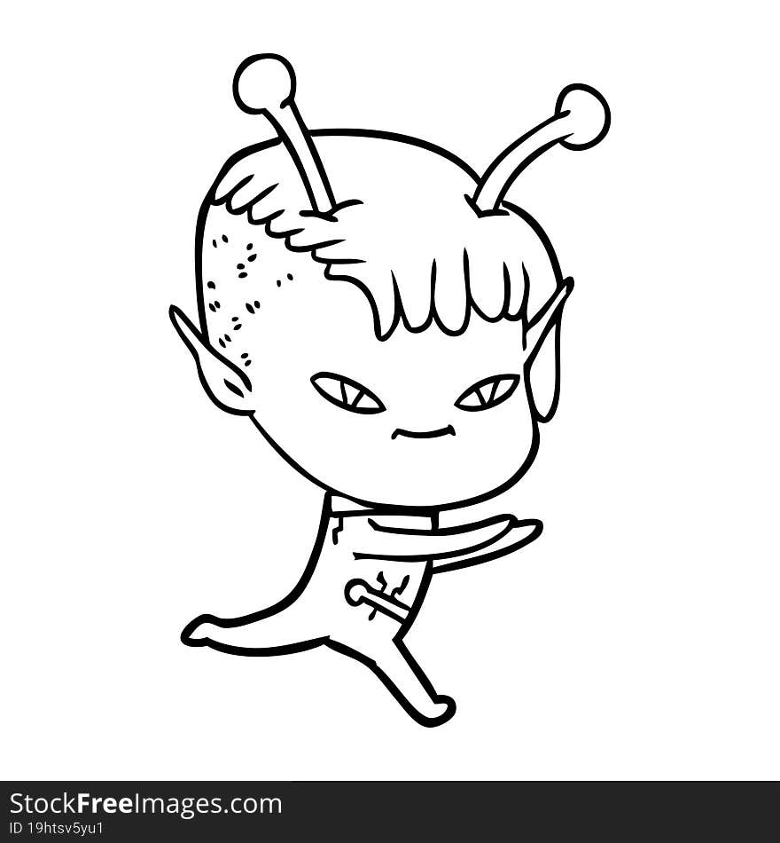 cute cartoon alien girl. cute cartoon alien girl