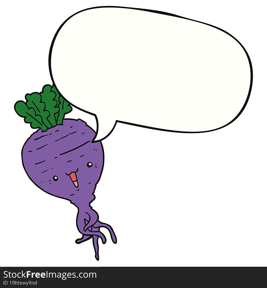 cartoon turnip and speech bubble