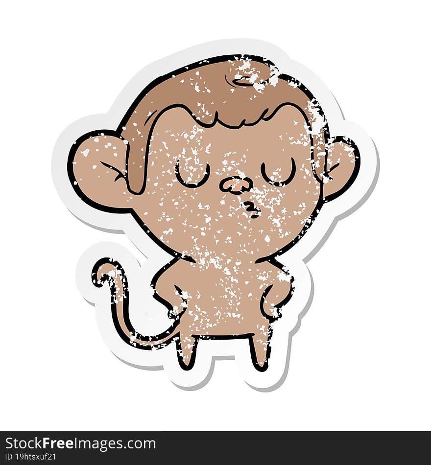 distressed sticker of a cartoon monkey