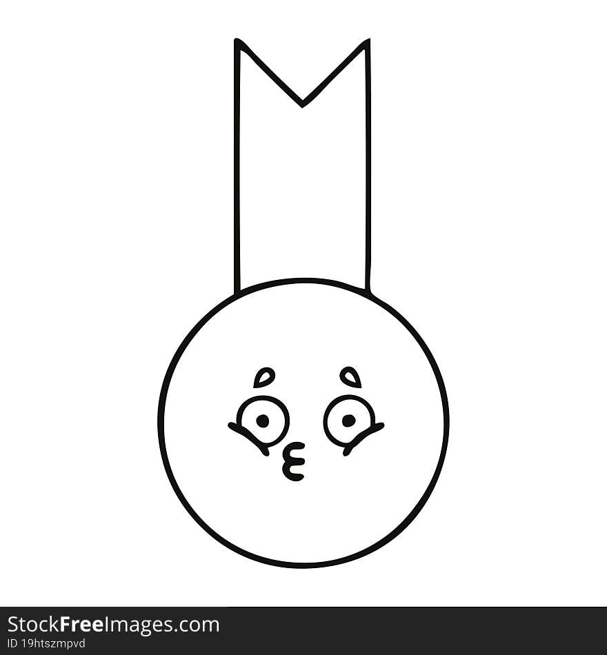 line drawing cartoon gold medal