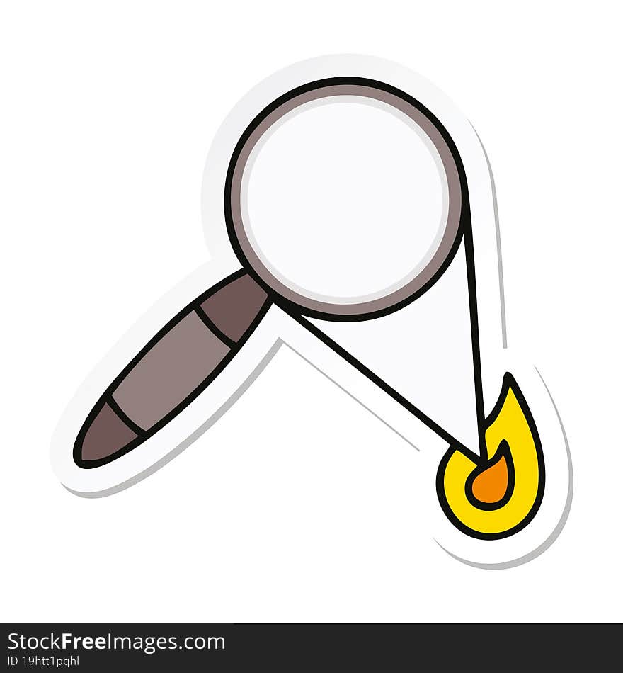 sticker of a cute cartoon magnifying glass