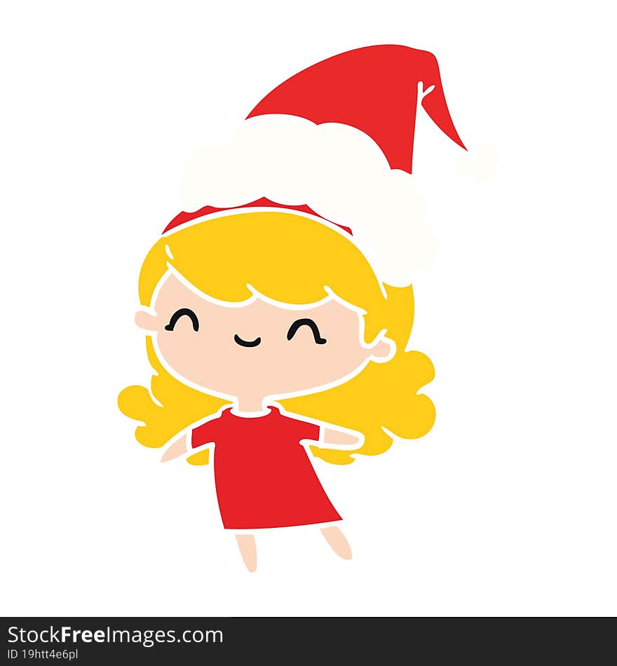 christmas cartoon of kawaii girl