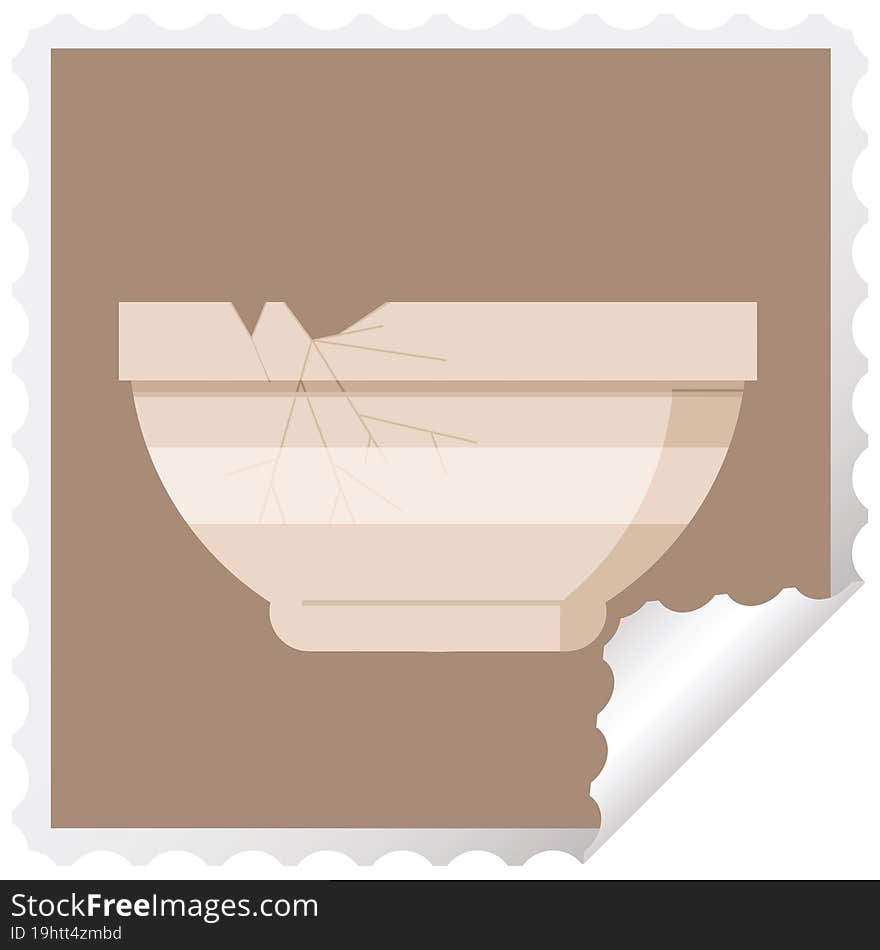 cracked bowl graphic vector illustration square sticker stamp