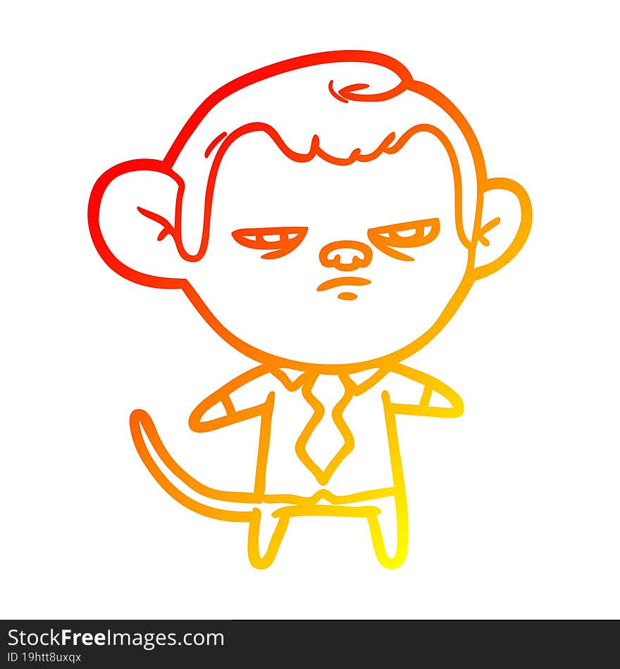 warm gradient line drawing of a cartoon monkey