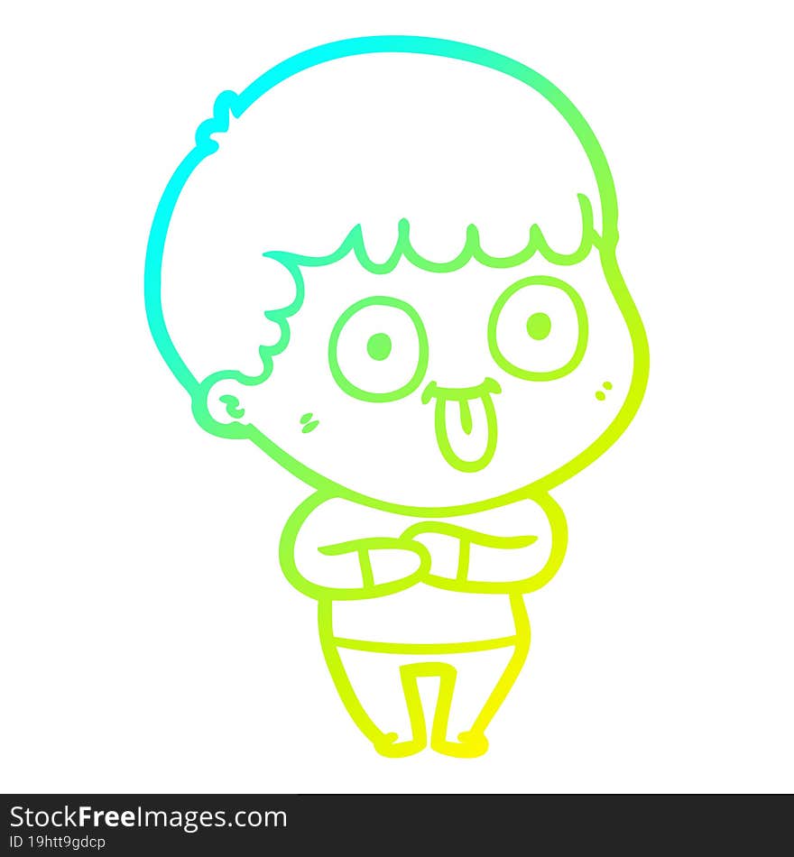 cold gradient line drawing of a cartoon dumb kid