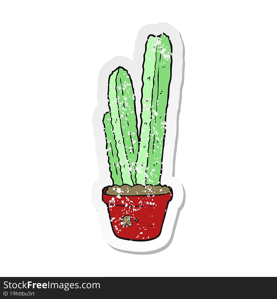 retro distressed sticker of a cartoon cactus