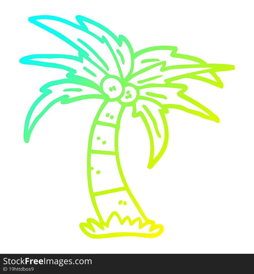 cold gradient line drawing cartoon palm tree